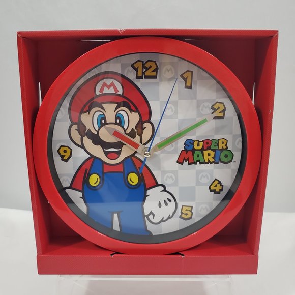 Nintendo Other - NWT Super Mario Wall Clock Red Mario Clock 10" Analog Display